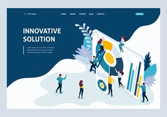Canvas Print - isometric landing page for business solutions