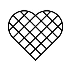 Wall Mural - Black checkered heart. Square grid in diagonal arrangement. Simple flat vector icon