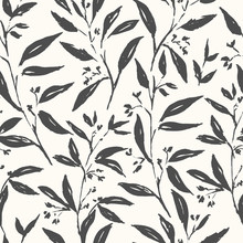 Hand Drawn Plant Black And White Seamless Pattern