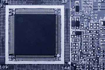 Printed circuit board close up for background Toned image