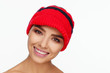 © Andriy Goncharenko - Portrait of an energetic beautiful woman with a red knitted hat on her head