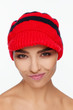 © Andriy Goncharenko - Portrait of an energetic beautiful woman with a red knitted hat on her head