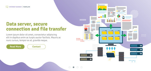Wall Mural - data server, secure connection and file transfer. cloud storage, backup and file sharing. data serve
