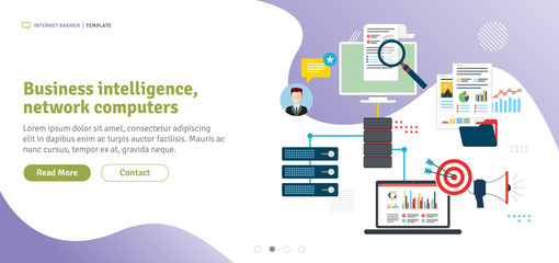 Wall Mural - business intelligence, network computers, cloud computing and data network. laptop accessing server 