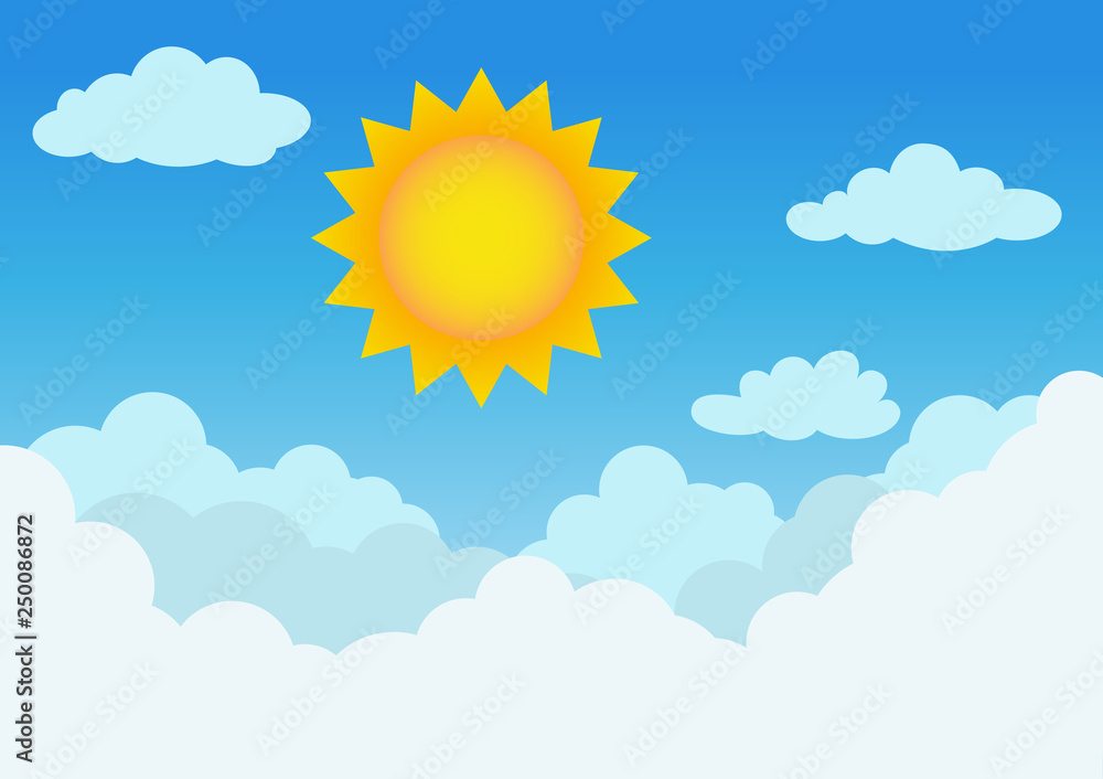Sunny and cloudy with blue sky background - vector illustration Stock ...