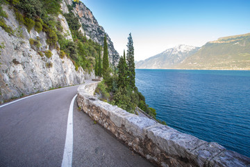 Wall Mural - Scenic road near Limone sul Garda. Garda Lake, Lombardy, Italy