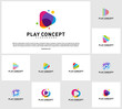 © Top Studio - Set of Colorful Play logo design concept. Play logo template vector. Icon Symbol