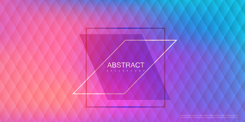 Wall Mural - Abstract pink and blue spectrum background with geometric rhombus pattern.