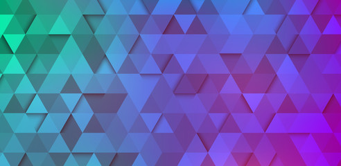 Wall Mural - Blue and purple gradient background with abstract geometric pattern of triangles.