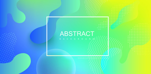 Wall Mural - Green and yellow spectrum background with frame and abstract pattern.