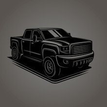 Modern Pickup Truck Vector Illustration. SUV 4x4 Offroad Wehicle