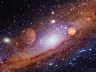 spiral galaxy with planets.