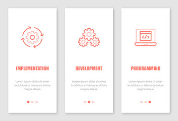 Software engineering onboarding screens design.