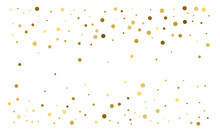 Golden Confetti On White Background. Luxury Festive Background. Gold Shiny Abstract Texture. Element Of Design. Polka Dots Abstract Vector Illustration
