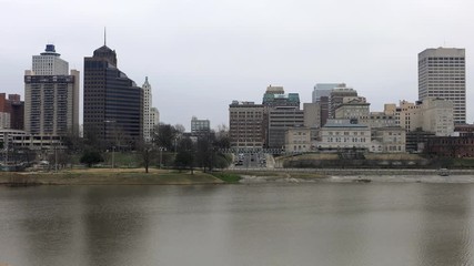 Wall Mural - Timelapse near Mississippi River and Memphis cityscape 4K