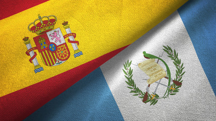spain and guatemala two flags textile cloth, fabric texture