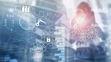 Wall Mural - technology innovation and process automation. smart industry 4.0.