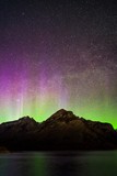 Fototapeta Natura - Northern Lights and Milky Way in Banff Canada