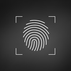 Wall Mural - Fingerprint. Simple icon for logo or app. . Scan frame. Vector illustration isolated on white background.