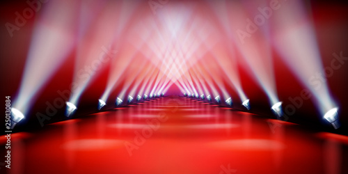 Plakaty czerwone  podium-sceniczne-podczas-pokazu-czerwony-dywan-pas-startowy-mody-ilustracja-wektorowa