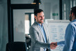 © bnenin - Cheerful businessman shaking hands with business partner.