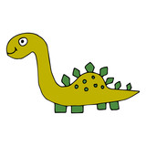 Fototapeta Dinusie - Cartoon doodle linear dinosaur, stegosaurus isolated on white background. Vector illustration.  