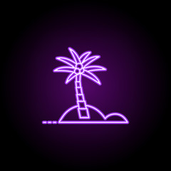 Sticker - palm tree dusk style icon. Elements of Summer holiday & Travel in neon style icons. Simple icon for websites, web design, mobile app, info graphics