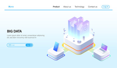 Wall Mural - big data processing and data hosting server concept, datacenter, blockchain technology and cloud onl