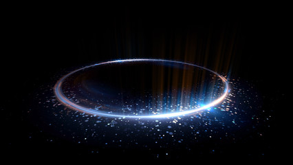 Wall Mural - abstract background. motion swirl. glowing circle. bright spiral. glow podium. empty scene. space tu