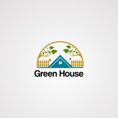 green house logo vector, icon, template, and element