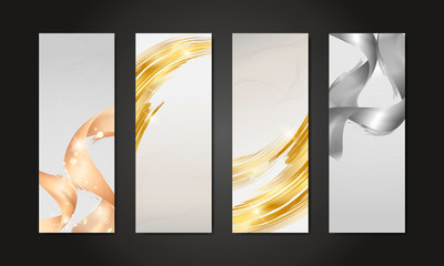 Wall Mural - Metallic wave abstract background set