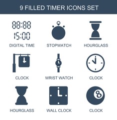 Wall Mural - 9 timer icons