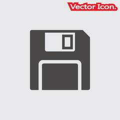 Diskette icon isolated sign symbol and flat style for app, web and digital design. Vector illustration.