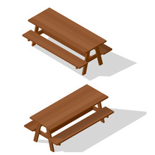 Wooden Table With Benches