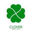 © teracreonte - Logotipo abstracto con texto CLOVER con trébol de 4 hojas en color verde