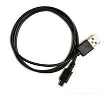 Black USB Cable Plug Isolated On White Background. USB - Micro USB.