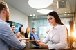 © NDABCREATIVITY - Picture of attractive businesspeople in conference room