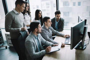 Wall Mural - picture of business people working together in office