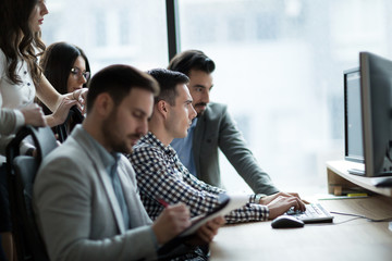 Wall Mural - picture of business people working together in office