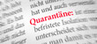 Leinwandbild Motiv Wörterbuch mit dem Begriff Quarantäne