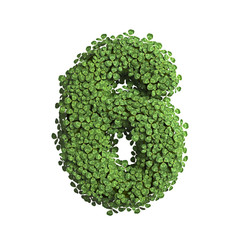 clover number 6 -  3d spring digit - Suitable for Nature, ecology or environment related subjects