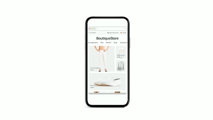 Wall Mural - blank browser fashion site on laptop and phone adaptivity mockup, looped switch, 3d rendering. empty