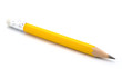 yellow pencil on white background.