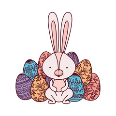 Sticker - easter rabbit with egg isolated icon