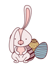 Sticker - easter rabbit with egg isolated icon