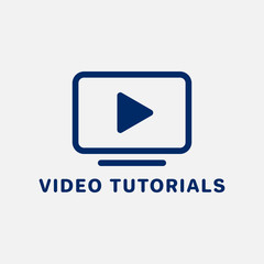 Wall Mural - Video tutorials blue icon. Online training, distance and e-learning.