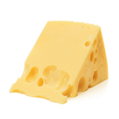 Cheese block isolated on white background cutout