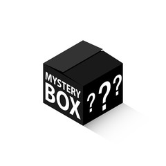 Canvas Print - Black mystery box isometric icon. Clipart image isolated on white background