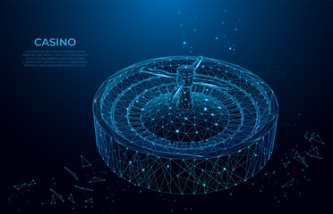 Roulette in the form of a starry sky or space. CASINO concept.  Polygon vector design. Vector space wireframe concept, mesh art