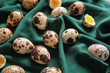 Boiled quail eggs on table